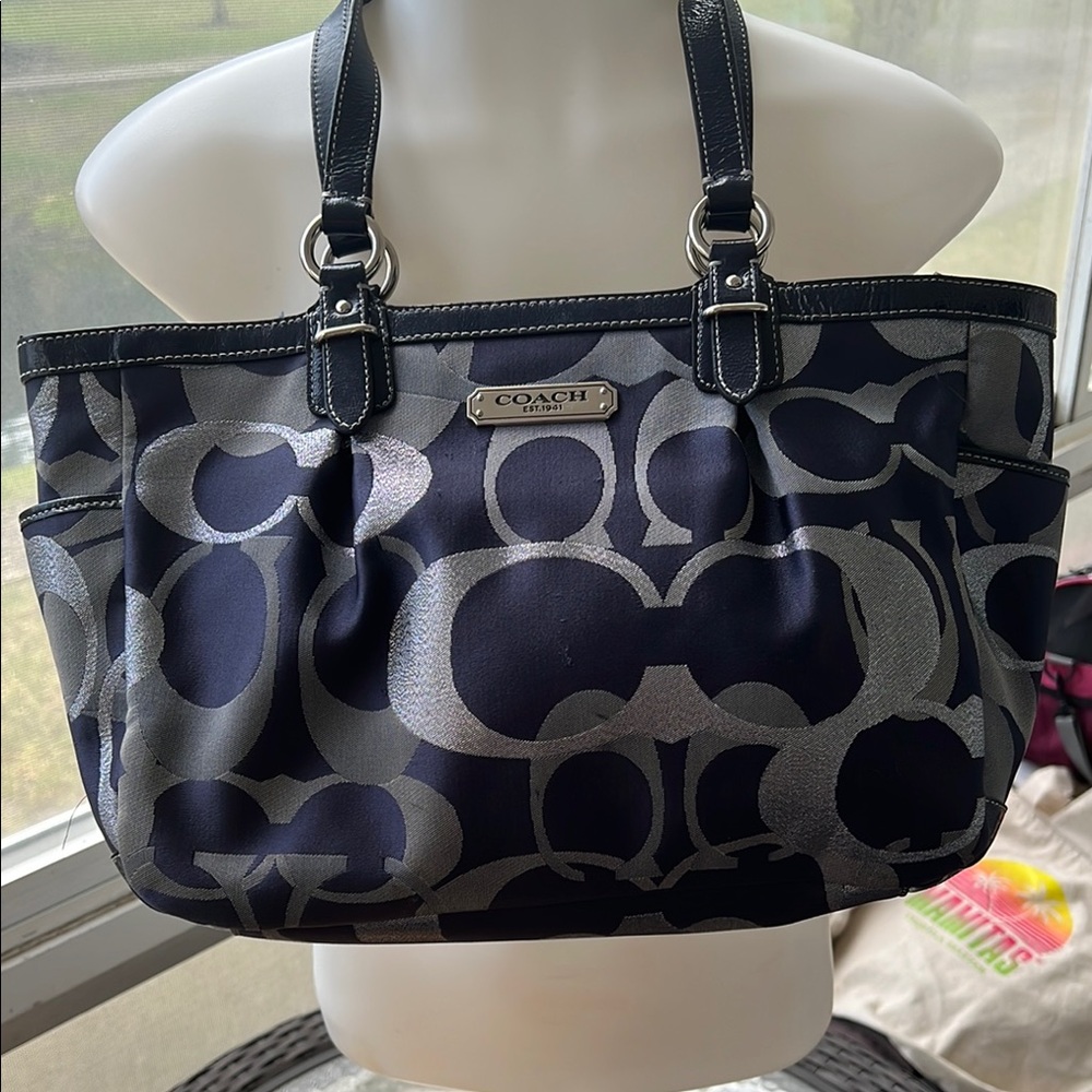 Coach Blue and Silver Optic Cs Tote Bag